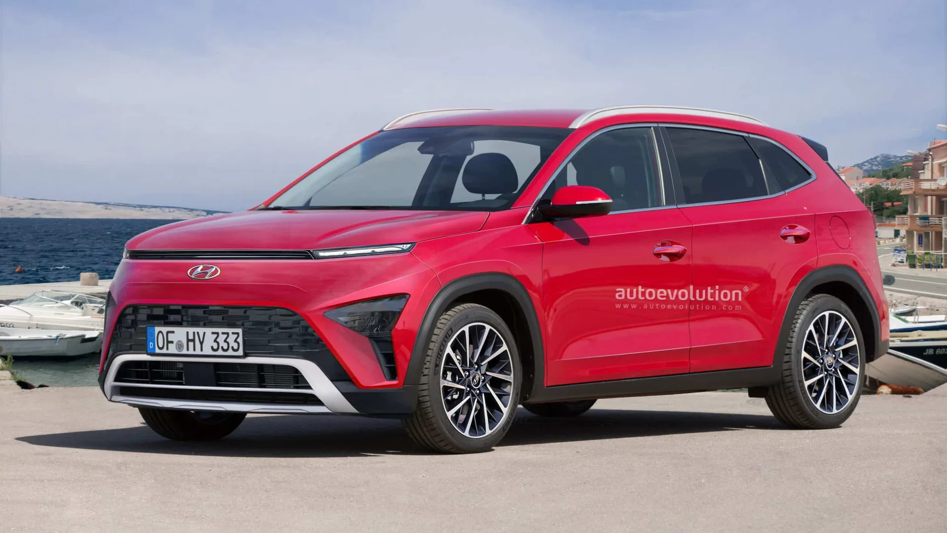 Hyundai Kona Electric Avvistata Render Anteriore