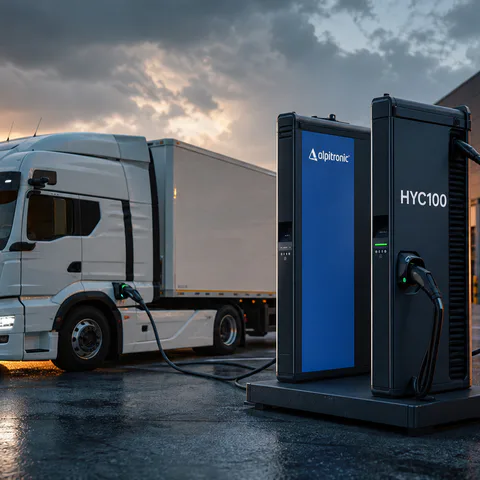 Sistema di ricarica distribuita Alpitronic HYC1000 con potenza totale fino a 1 MW