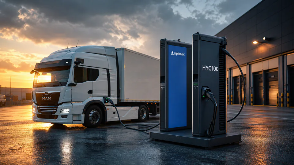 Sistema di ricarica distribuita Alpitronic HYC1000 con potenza totale fino a 1 MW