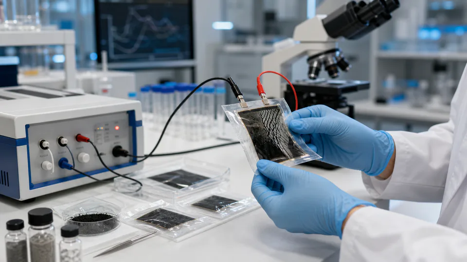 Tema della batteria acquosa zinco-iodio sperimentale con elettrodo flessibile
