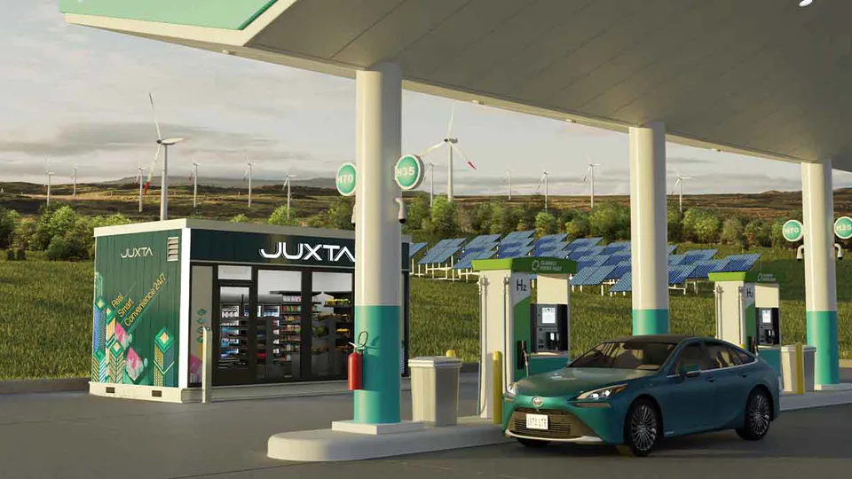 JUXTA Nomad, un mini-market portatile e autonomo ideale per le stazioni di ricarica.