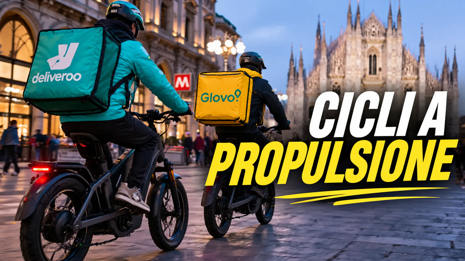 Rider per Piazza Duomo a Milano in sella a cicli a propulsione