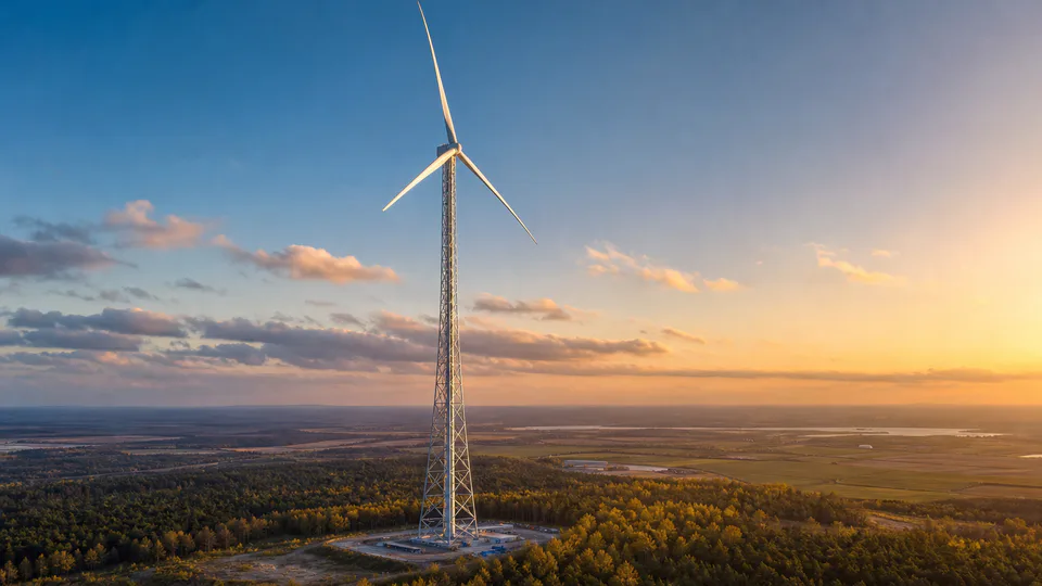 Il progetto della turbina eolica GICON alta 365 metri realizzato a Schipkau, nella Germania orientale