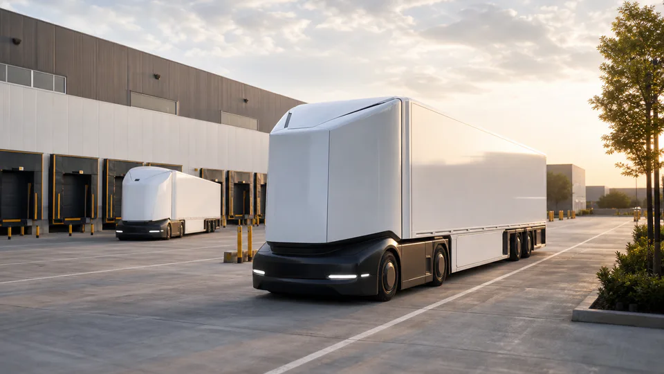Camion elettrici autonomi Einride impiegati nel trasporto merci tra magazzini in Ohio