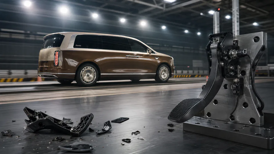 Maextro V800 al centro delle verifiche sul supporto del pedale del freno dopo tre cedimenti nei test