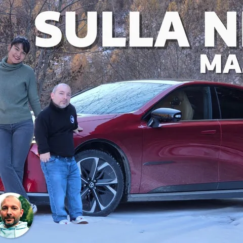 Copertina del video sulla prova della Mazda 6e da Milano a Cervinia, con consumi e ricarica in montagna