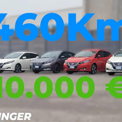 Copertina del video dedicato alla prova della Nissan Leaf usata con batteria da 62 kWh e ricarica CHAdeMO