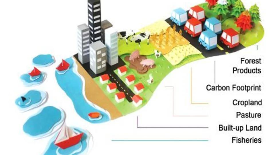 Earth Overshoot Day mostrato tramite una clessidra che mostra l'inesorabile passare dal tempo, da una parte una Terra rigogliosa e dall'altra una Terra arida