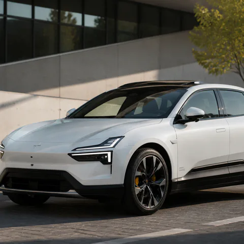 La Polestar 4 SUV elettrica con lunotto posteriore, disponibile con trazione posteriore o integrale