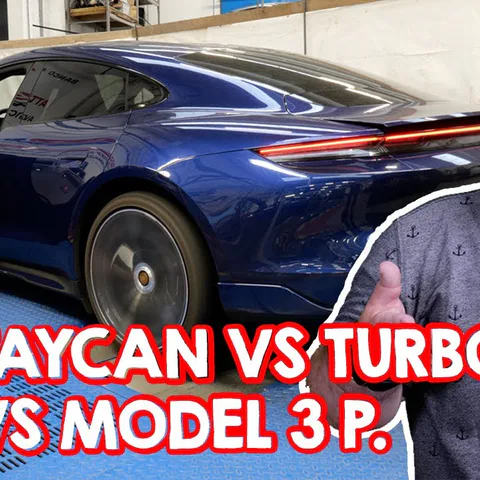 Copertina del test al banco di Porsche Taycan e Taycan Turbo con confronto Tesla Model 3 Performance