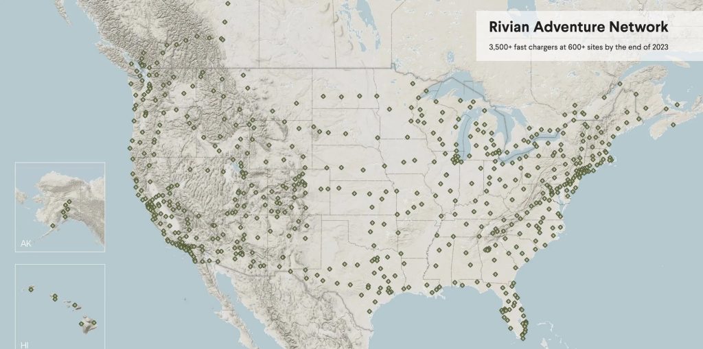 Mappa Rivian adventure network | Elettronauti.it