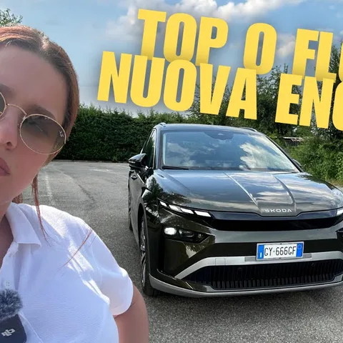 Copertina del video dedicato alla Skoda Enyaq 85, al motore APP 550 e alle caratteristiche emerse dalla prova