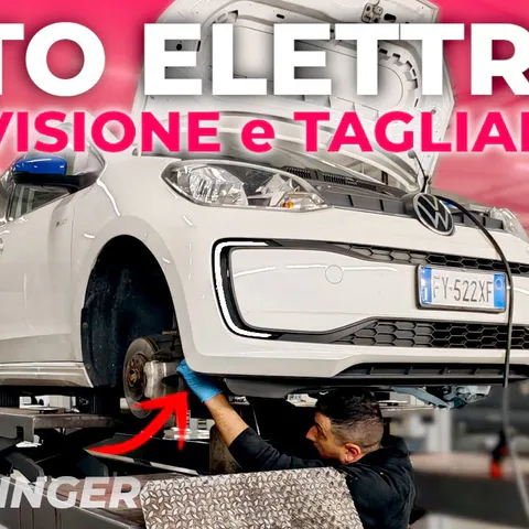 Copertina del video dedicato alla revisione e al tagliando di una Volkswagen e-Up! elettrica