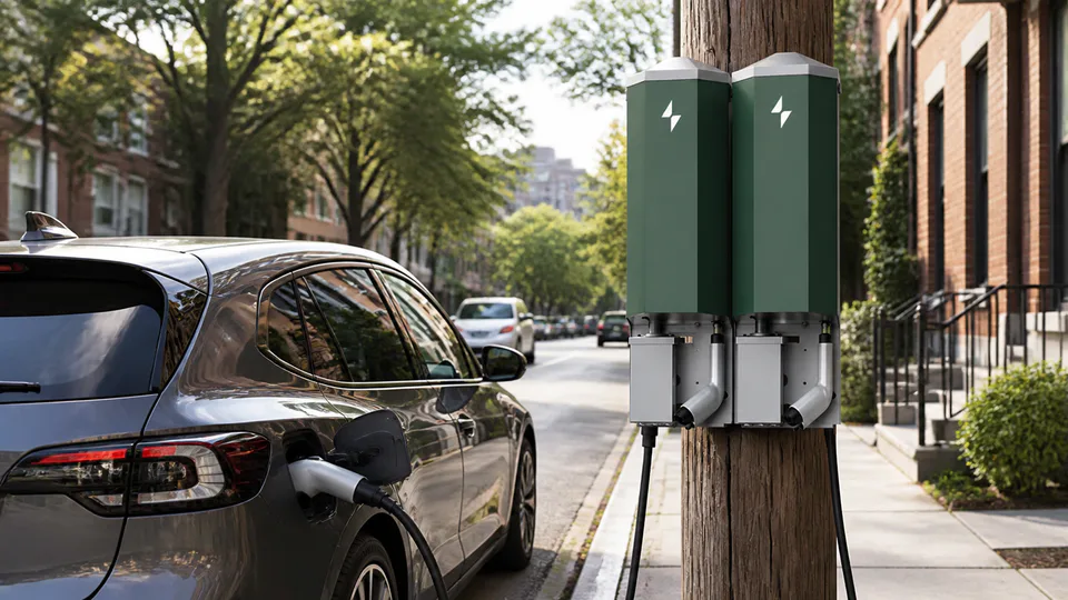 Caricabatterie Voltpost per veicoli elettrici montati sui pali nello Stato di New York
