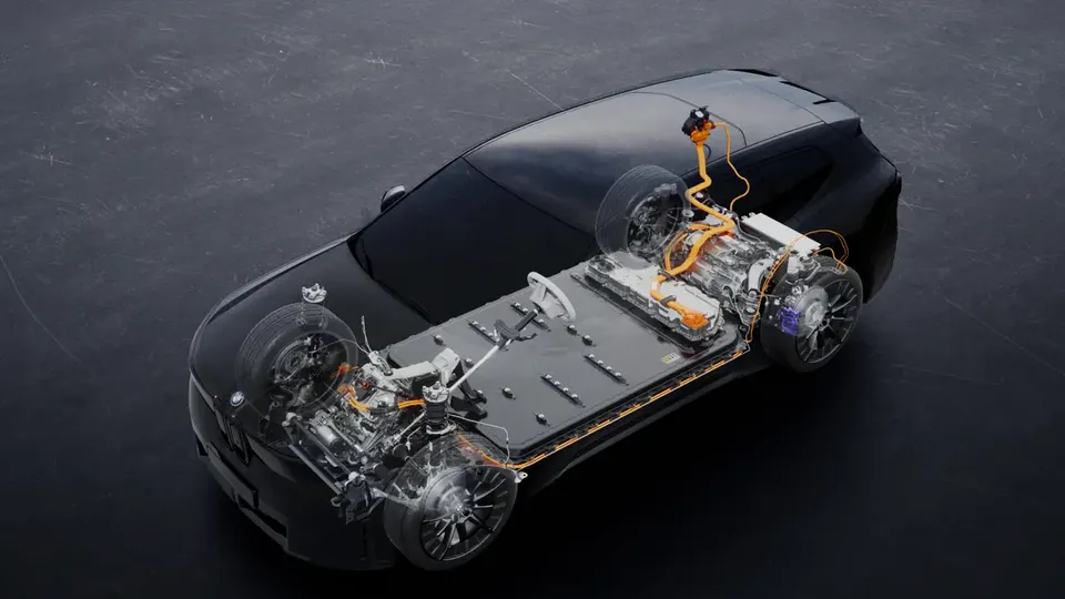 Elettronauti - BMW iX3 40 - Schema tecnico - Vista anteriore a tre quarti