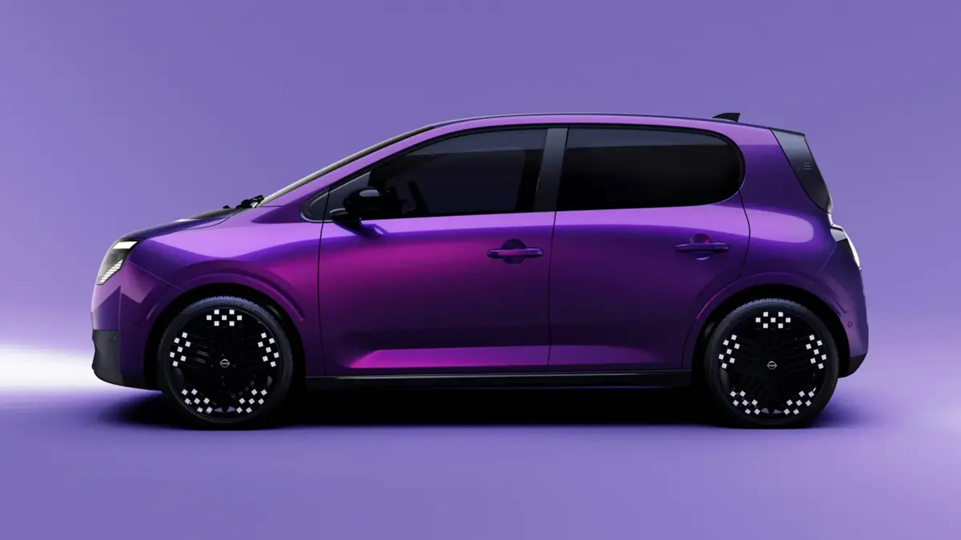 Elettronauti - Nissan Pixo viola in vista laterale